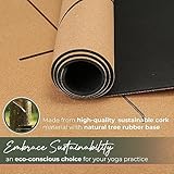 Premium Yoga Cork Mat | 5mm Thick Natural Tree Rubber Base and Bigger Mat for Extra Support, Alignment lines for Guidance | Non-Slip, Natural & Eco-friendly, Your Ultimate Eco-Friendly Yoga Companion