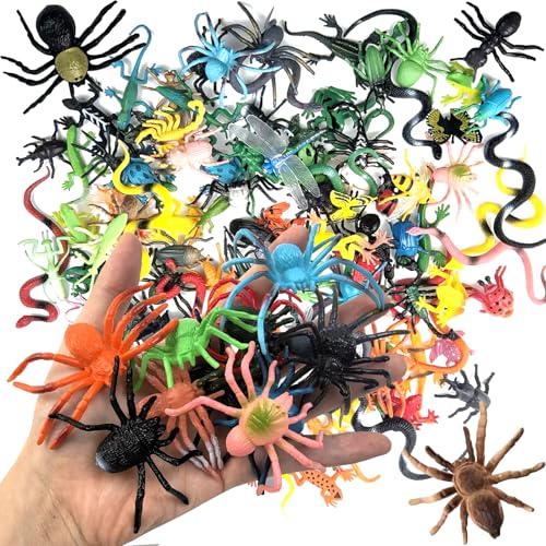 YOOHUA 112PCS Realistic Mini Bugs Toy Plastic Insects Figurines For Kid Children Toddler Fake Play Bug For Insect Themed Garden Party Halloween Goody Bag Filler Christmas Stocking Stuffers Cake Topper