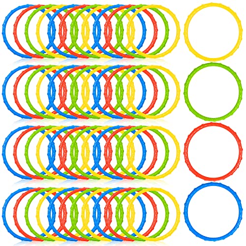 Junkin 60 Pcs Pool Diving Toys Rings for Kids Swimming Pool Colorful Water Dive Rings Swim Underwater Sinking Toys for Easy to Find and Grab Summer Teens Adults Pool Party Games, 4 Colors