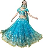 ORIDOOR Ladies dress up costumes Indian Aladdin Jasmine Princess Belly dancing Bollywood costumes Medium 01-Blue