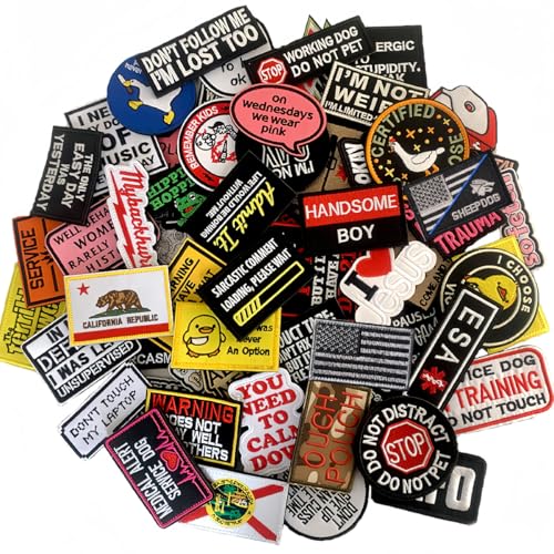 Harsgs 50 Pieces Random Tactical Morale Patch Bundle, Full Embroidery Loop and Hook Patches Set for Caps, Bags, Backpacks, Vest, Military Uniforms,Tactical Gears Etc