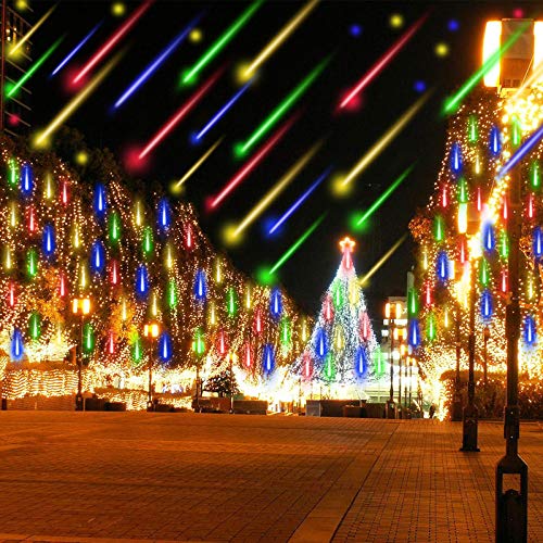 Super Bright SMD2835 Meteor Shower Lights, LED Rain Drop Lights,19.68 inch/50cm 8 Tubes Icicle Snow Twinkling Romantic Lights for Christmas Wedding Holiday Party Garden Tree Decor (Multi-Color)