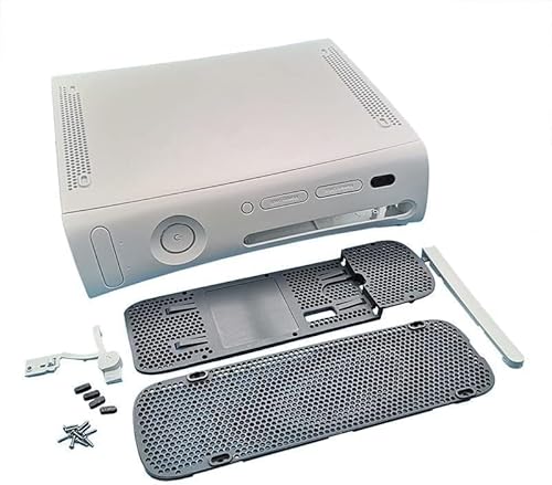 Top Upper & Bottom Cover Full Housing Shell Case Cover for Xbox 360 Console Replacement (White)