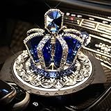 QIEI 3D Bling Crystal Gemstone Diamond Blue Crown Design Refillable Glass Air Freshener Perfume Bottle for Car/Home/Office Decoration (Bottle Only, Perfume NOT Included)