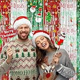 Avezano 98pcs Christmas Decorations Set, Merry Christmas Foil Fringe Tinsel Curtains Balloons Arch Garland Favors for Kids & Adults Selfie Picture Holiday Party Props for Photo Backdrop Supplies