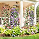 YITAHOME 4 Pack 87x20in Garden Arch Trellises, Black Metal Coated Trellis for Climbing Plants Outdoor, Roses, Vegetables, Vines, Cucumbers