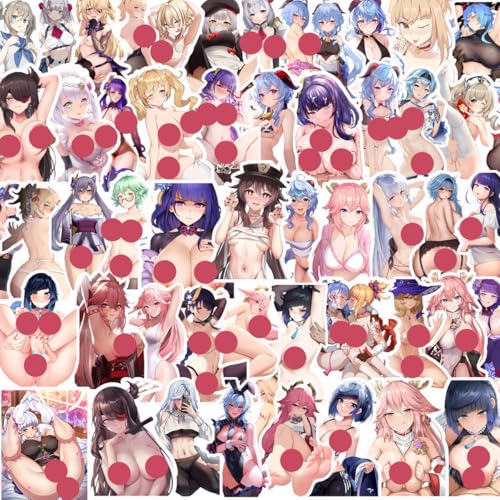 60 - Piece Set of PVC Anime Girl Stickers in Vivid Colors, No Duplicates, 1.5-2.8 Inches