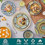 vancasso 24 Pieces Dinnerware Sets, Plates and Bowls Set, Porcelain Dishes Set for 6, Microwave and Dishwasher Safe, Scratch Resistant, Bohemian Style Dining Ware Service for 6, Series SIMI