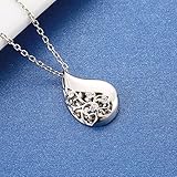 925 Sterling Silver Tree of Life Teardrop Urn Necklace for Ashes Family Tree Keepsake Cremation Pendant Memorial Jewelry for Women