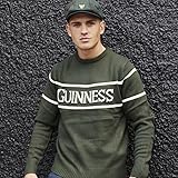 Official Guinness Men's Knit Jumper With White Guinness Text, Bottle Green, Large