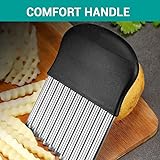 2 Pcs Large Crinkle Cutter - French Fry Slicer - Potato Knife Cutter Fruit Vegetable Wavy Chopper - Knife Stainless Steel Blade Cutting Tool (2 Pack)