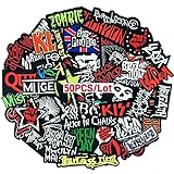 Morale Patch, 50 Pcs Mixed Patches Band Rock Music Badges Punk Embroidery Skull Patches for Jacket Jeans Backpacks Hat Assorted Style Badges Clothes Stickers DIY Applique Stripe (A)