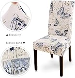 SearchI Dining Room Chair Covers Set of 6, Stretch Printed Parsons Chair Slipcovers Spandex Removable Washable Kitchen Chair Protector Cover for Dining Room, Hotel, Ceremony (Butterfly Pattern)