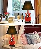 SUPERIORVZND Modern Minimalist Fashion Creative Cartoon Red Guitar Lamp Bedroom Bedside Lamp Dimming Warm and Lovely Children Gift