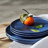 Porto by Stone Lain Macchio 12-Piece Premium Kitchen & Dining Dinnerware Set Stoneware, Blue Matte, Crafted in Portugal, Dishwasher and Microwave Safe Scratch-Resistant Dish Set for 4