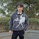 Y2K Halloween Skull Print Hoodie Men's Casual Gothic Palm/Spider Hooded Sweatshirt Fashion Tops Harajuku (Black,Medium)