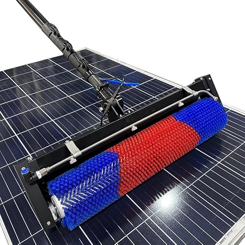 Solar Panel Cleaning Equipment, 400rpm Brush Head,Adjustable Carbon Fiber Pole, AC/DC/Dual Power Supply,PE bristles (Inverter, 18ft(5.5m))