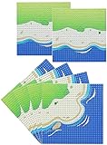 General Jim's Blue Beach and Water Road City Baseplates Full Set for Ocean Island Street Base Plate - Pirates Sea Grass Toy Kit for Building Blocks Bricks for Teens and Adults