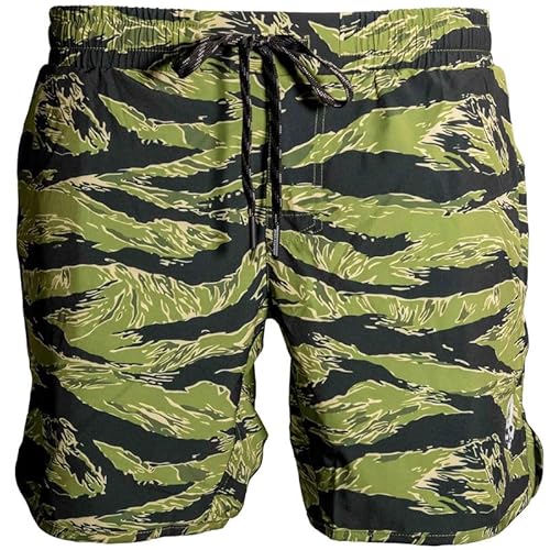 Zero Foxtrot Mens Athletic Zero Shorts, Gym, Workout, Running, or Casual - 7 Inch Inseam - Jungle Tiger Stripe Camouflage